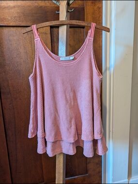 Paper Crane Dusty Rose Waffle Knit Swing Tank